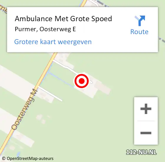 Locatie op kaart van de 112 melding: Ambulance Met Grote Spoed Naar Purmer, Oosterweg E op 27 februari 2014 22:59
