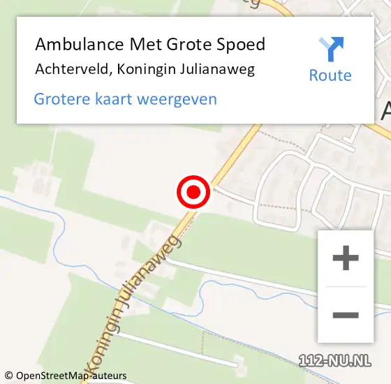 Locatie op kaart van de 112 melding: Ambulance Met Grote Spoed Naar Achterveld, Koningin Julianaweg op 17 juni 2018 04:41