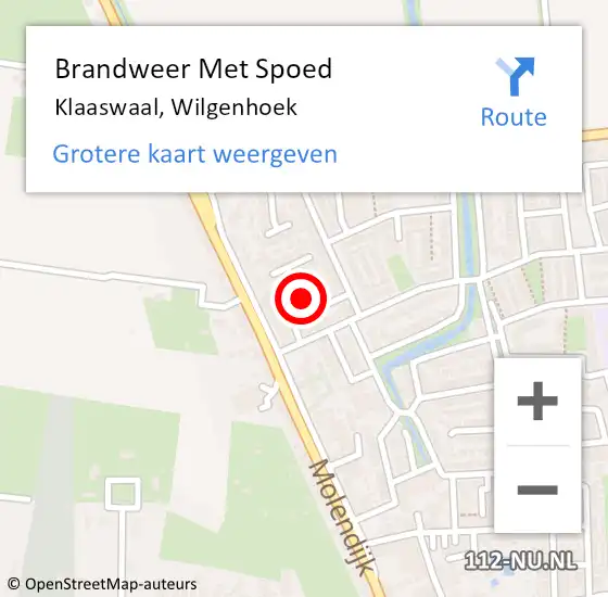 Locatie op kaart van de 112 melding: Brandweer Met Spoed Naar Klaaswaal, Wilgenhoek op 17 juni 2018 05:03