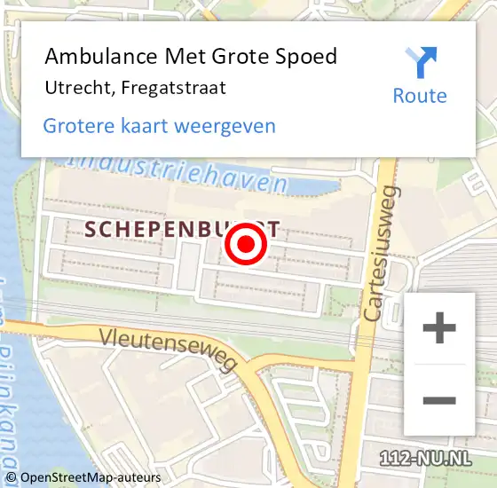 Locatie op kaart van de 112 melding: Ambulance Met Grote Spoed Naar Utrecht, Fregatstraat op 17 juni 2018 05:23