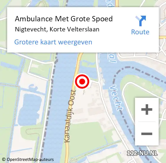 Locatie op kaart van de 112 melding: Ambulance Met Grote Spoed Naar Nigtevecht, Korte Velterslaan op 17 juni 2018 05:56