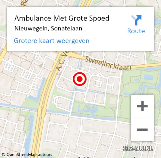 Locatie op kaart van de 112 melding: Ambulance Met Grote Spoed Naar Nieuwegein, Sonatelaan op 17 juni 2018 06:04