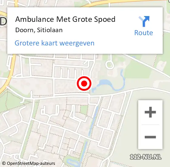 Locatie op kaart van de 112 melding: Ambulance Met Grote Spoed Naar Doorn, Sitiolaan op 17 juni 2018 06:40