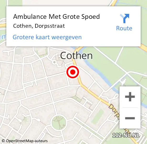 Locatie op kaart van de 112 melding: Ambulance Met Grote Spoed Naar Cothen, Dorpsstraat op 17 juni 2018 07:38