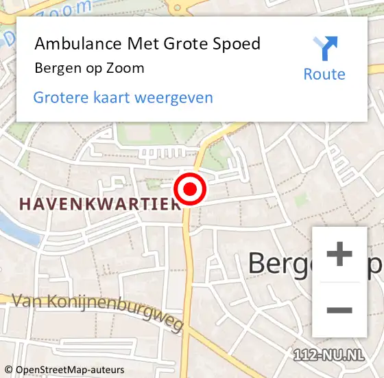 Locatie op kaart van de 112 melding: Ambulance Met Grote Spoed Naar Bergen op Zoom op 17 juni 2018 07:53