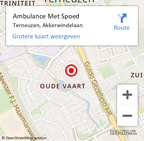 Locatie op kaart van de 112 melding: Ambulance Met Spoed Naar Terneuzen, Akkerwindelaan op 17 juni 2018 09:01