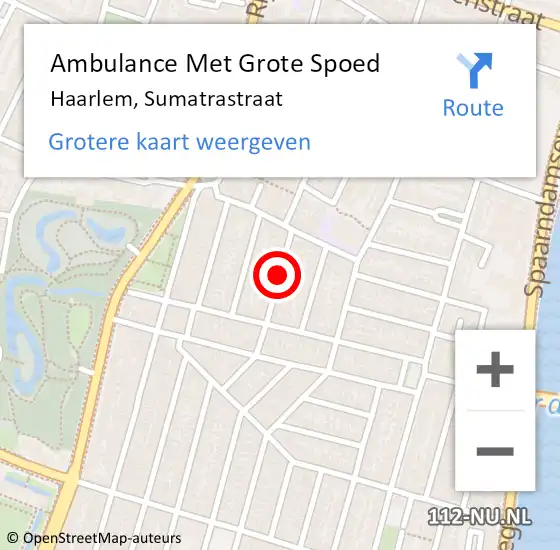 Locatie op kaart van de 112 melding: Ambulance Met Grote Spoed Naar Haarlem, Sumatrastraat op 17 juni 2018 09:13
