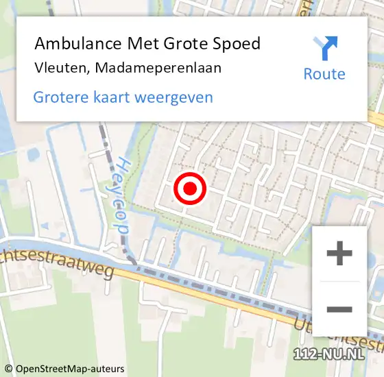 Locatie op kaart van de 112 melding: Ambulance Met Grote Spoed Naar Vleuten, Madameperenlaan op 17 juni 2018 09:14