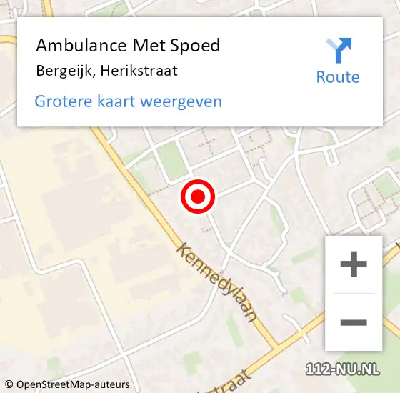 Locatie op kaart van de 112 melding: Ambulance Met Spoed Naar Bergeijk, Herikstraat op 17 juni 2018 09:45