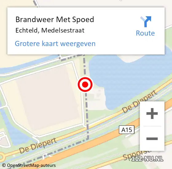 Locatie op kaart van de 112 melding: Brandweer Met Spoed Naar Echteld, Medelsestraat op 17 juni 2018 10:56