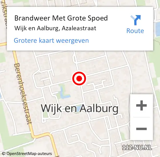 Locatie op kaart van de 112 melding: Brandweer Met Grote Spoed Naar Wijk en Aalburg, Azaleastraat op 17 juni 2018 11:03