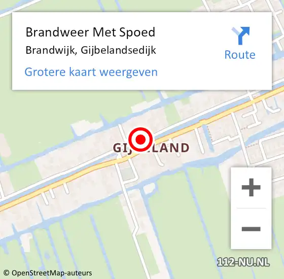 Locatie op kaart van de 112 melding: Brandweer Met Spoed Naar Brandwijk, Gijbelandsedijk op 17 juni 2018 11:16