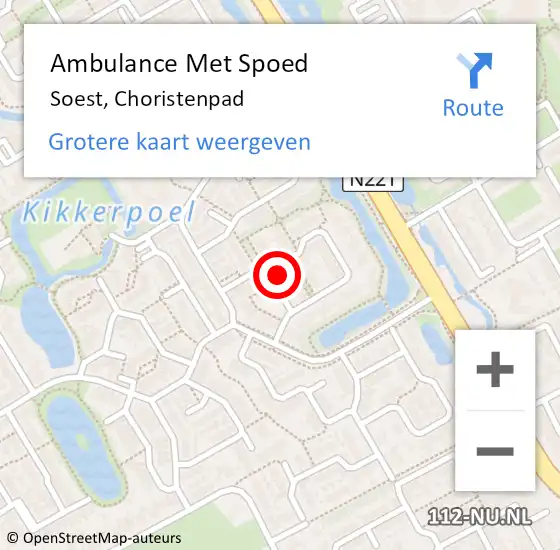 Locatie op kaart van de 112 melding: Ambulance Met Spoed Naar Soest, Choristenpad op 17 juni 2018 11:20