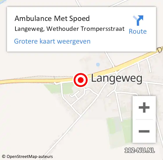 Locatie op kaart van de 112 melding: Ambulance Met Spoed Naar Langeweg, Wethouder Trompersstraat op 17 juni 2018 12:03