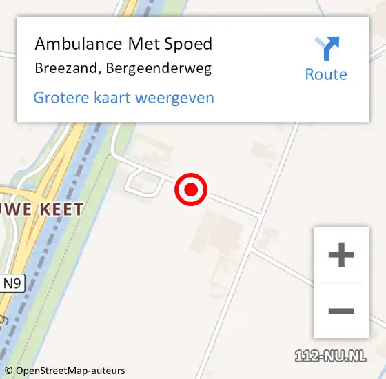 Locatie op kaart van de 112 melding: Ambulance Met Spoed Naar Breezand, Bergeenderweg op 17 juni 2018 13:23