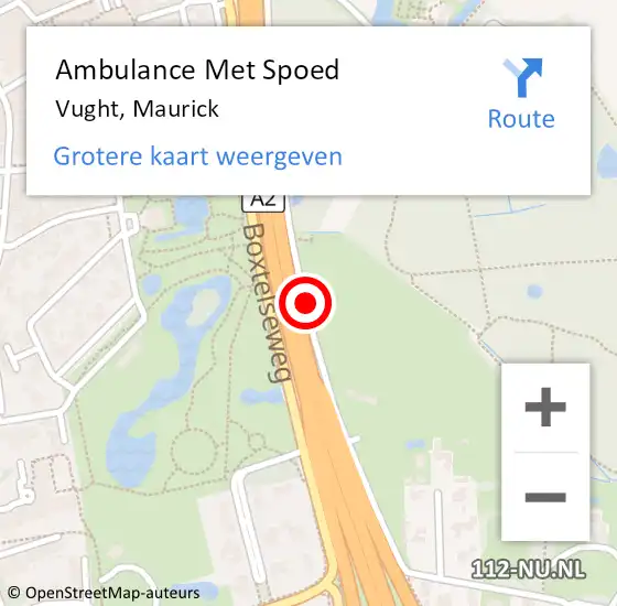 Locatie op kaart van de 112 melding: Ambulance Met Spoed Naar Vught, Maurick op 17 juni 2018 15:08