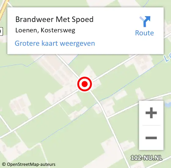 Locatie op kaart van de 112 melding: Brandweer Met Spoed Naar Loenen, Kostersweg op 17 juni 2018 15:14