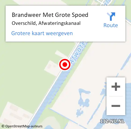 Locatie op kaart van de 112 melding: Brandweer Met Grote Spoed Naar Overschild, Afwateringskanaal op 17 juni 2018 15:25