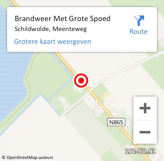 Locatie op kaart van de 112 melding: Brandweer Met Grote Spoed Naar Schildwolde, Meenteweg op 17 juni 2018 15:35
