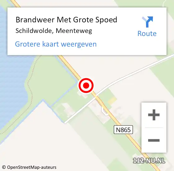 Locatie op kaart van de 112 melding: Brandweer Met Grote Spoed Naar Schildwolde, Meenteweg op 17 juni 2018 15:36