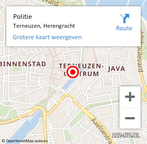 Locatie op kaart van de 112 melding: Politie Terneuzen, Herengracht op 17 juni 2018 15:58