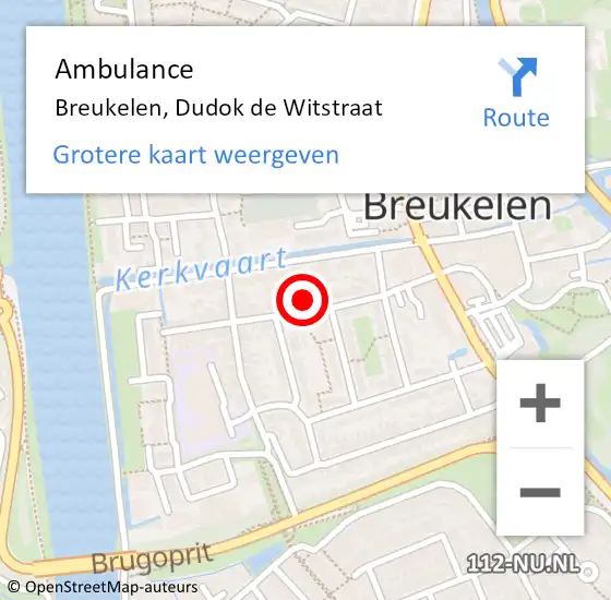 Locatie op kaart van de 112 melding: Ambulance Breukelen, Dudok de Witstraat op 17 juni 2018 17:00