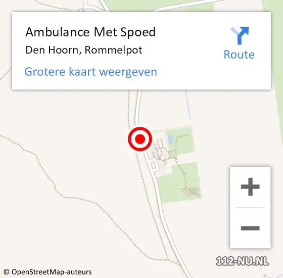 Locatie op kaart van de 112 melding: Ambulance Met Spoed Naar Den Hoorn, Rommelpot op 17 juni 2018 17:29