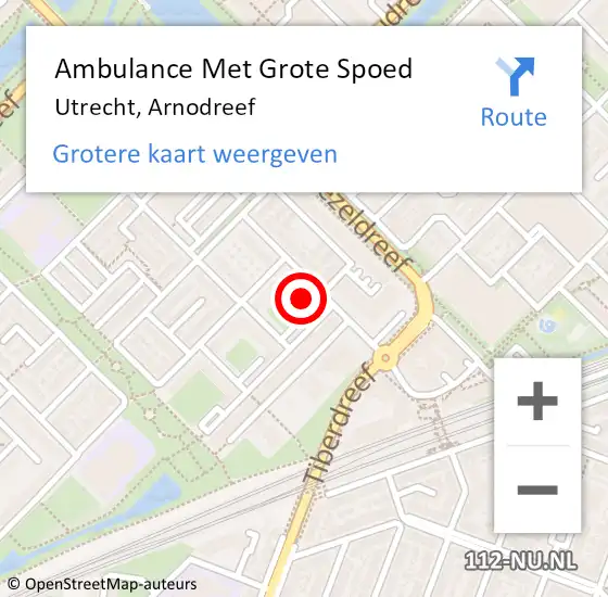 Locatie op kaart van de 112 melding: Ambulance Met Grote Spoed Naar Utrecht, Arnodreef op 17 juni 2018 18:02