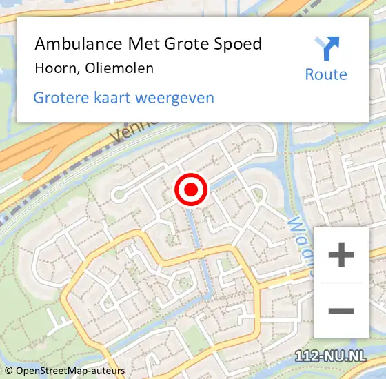 Locatie op kaart van de 112 melding: Ambulance Met Grote Spoed Naar Hoorn, Oliemolen op 17 juni 2018 18:09