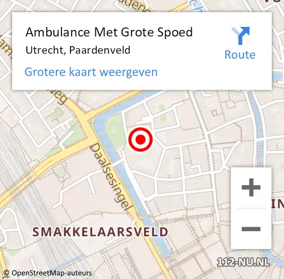 Locatie op kaart van de 112 melding: Ambulance Met Grote Spoed Naar Utrecht, Paardenveld op 17 juni 2018 18:18