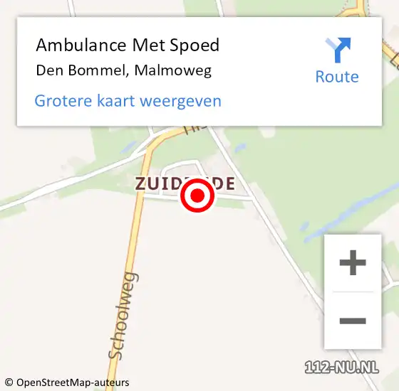 Locatie op kaart van de 112 melding: Ambulance Met Spoed Naar Den Bommel, Malmoweg op 17 juni 2018 18:44