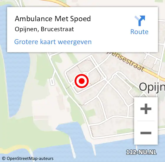 Locatie op kaart van de 112 melding: Ambulance Met Spoed Naar Opijnen, Brucestraat op 17 juni 2018 20:22