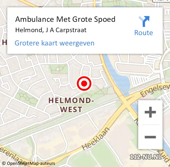 Locatie op kaart van de 112 melding: Ambulance Met Grote Spoed Naar Helmond, J A Carpstraat op 17 juni 2018 20:33