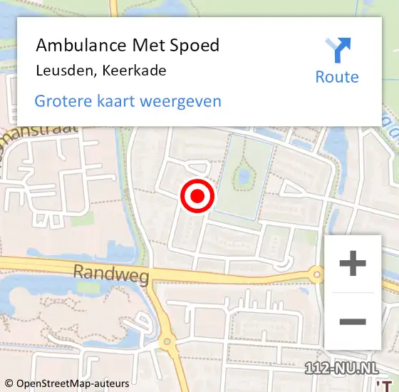 Locatie op kaart van de 112 melding: Ambulance Met Spoed Naar Leusden, Keerkade op 17 juni 2018 20:57