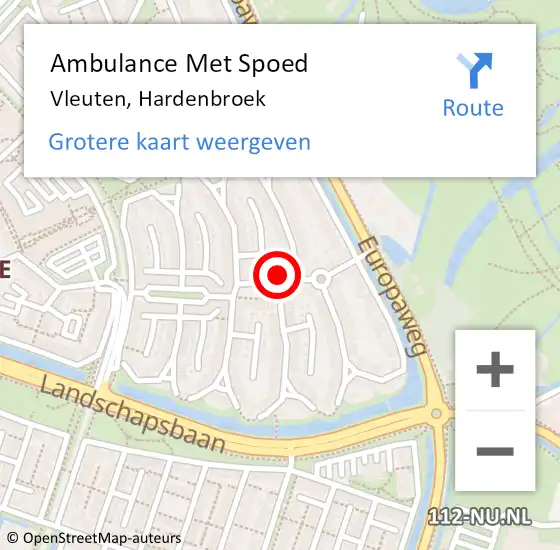 Locatie op kaart van de 112 melding: Ambulance Met Spoed Naar Vleuten, Hardenbroek op 17 juni 2018 21:11