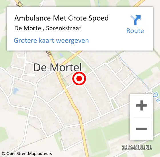 Locatie op kaart van de 112 melding: Ambulance Met Grote Spoed Naar De Mortel, Sprenkstraat op 17 juni 2018 21:50