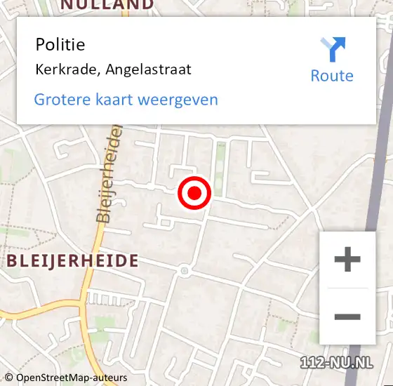 Locatie op kaart van de 112 melding: Politie Kerkrade, Angelastraat op 17 juni 2018 22:02