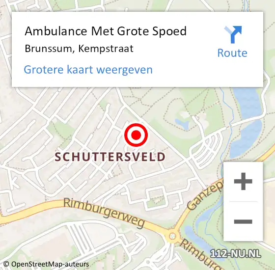 Locatie op kaart van de 112 melding: Ambulance Met Grote Spoed Naar Brunssum, Kempstraat op 28 februari 2014 01:58