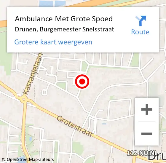 Locatie op kaart van de 112 melding: Ambulance Met Grote Spoed Naar Drunen, Burgemeester Snelsstraat op 17 juni 2018 22:56