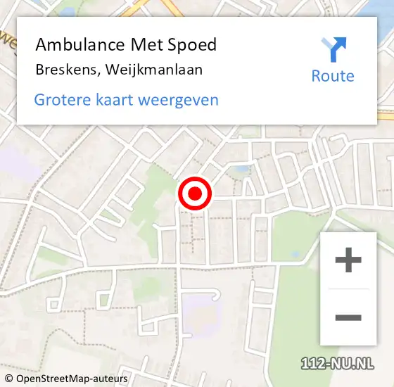 Locatie op kaart van de 112 melding: Ambulance Met Spoed Naar Breskens, Weijkmanlaan op 17 juni 2018 23:40