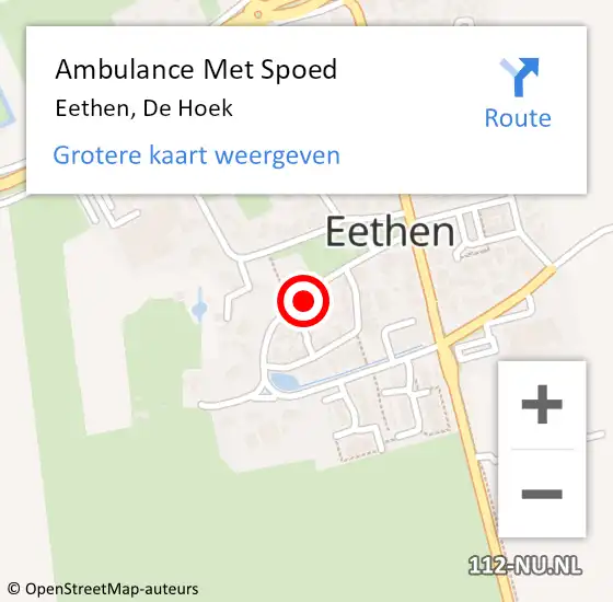 Locatie op kaart van de 112 melding: Ambulance Met Spoed Naar Eethen, De Hoek op 17 juni 2018 23:41