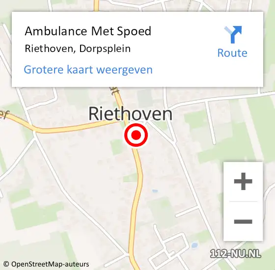 Locatie op kaart van de 112 melding: Ambulance Met Spoed Naar Riethoven, Dorpsplein op 17 juni 2018 23:48