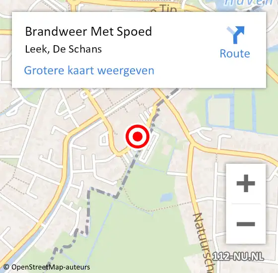 Locatie op kaart van de 112 melding: Brandweer Met Spoed Naar Leek, De Schans op 17 juni 2018 23:58