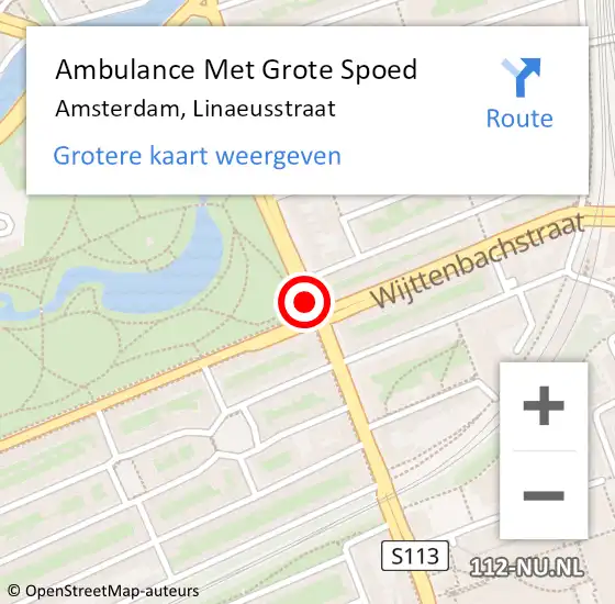Locatie op kaart van de 112 melding: Ambulance Met Grote Spoed Naar Amsterdam, Linnaeusstraat op 17 juni 2018 23:59