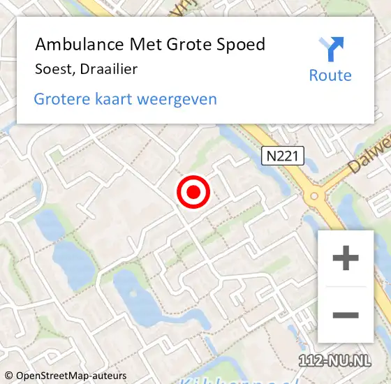Locatie op kaart van de 112 melding: Ambulance Met Grote Spoed Naar Soest, Draailier op 18 juni 2018 02:26
