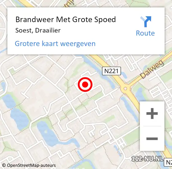 Locatie op kaart van de 112 melding: Brandweer Met Grote Spoed Naar Soest, Draailier op 18 juni 2018 02:29