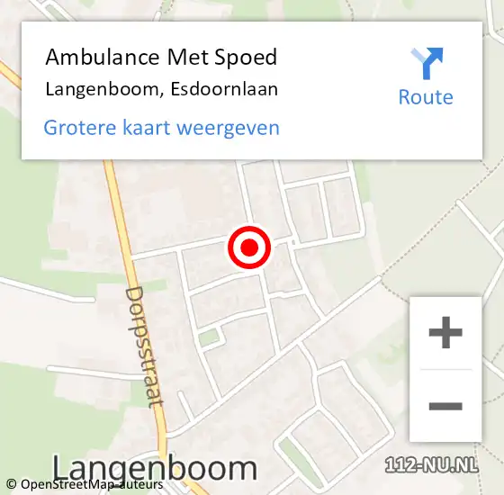 Locatie op kaart van de 112 melding: Ambulance Met Spoed Naar Langenboom, Esdoornlaan op 18 juni 2018 05:51