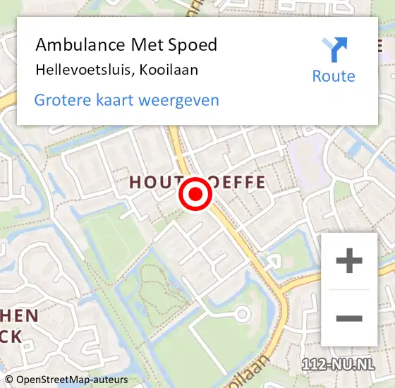 Locatie op kaart van de 112 melding: Ambulance Met Spoed Naar Hellevoetsluis, Kooilaan op 18 juni 2018 07:40