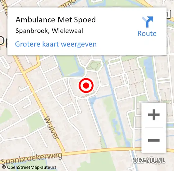Locatie op kaart van de 112 melding: Ambulance Met Spoed Naar Spanbroek, Wielewaal op 18 juni 2018 07:53