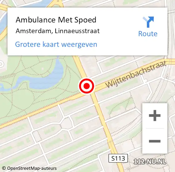 Locatie op kaart van de 112 melding: Ambulance Met Spoed Naar Amsterdam, Linnaeusstraat op 18 juni 2018 09:08